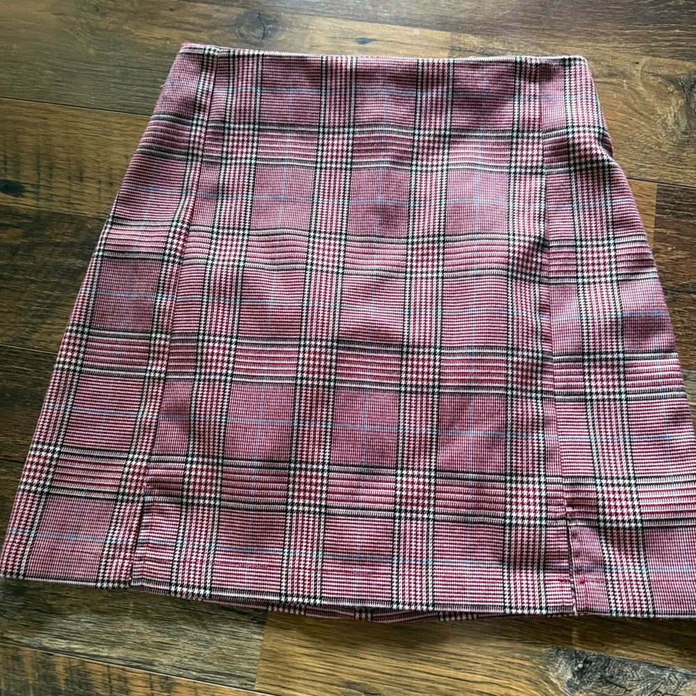 Brandy Melville Pink Plaid Mini Skirt